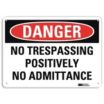 Danger: No Trespassing Positively No Admittance Signs