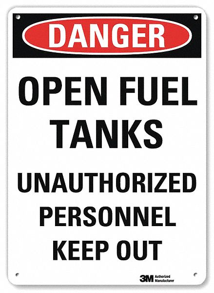 Danger Sign: Plastic, Mounting Holes Sign Mounting, 10 in x 7 in Nominal Sign Size, 0.055 in Thick