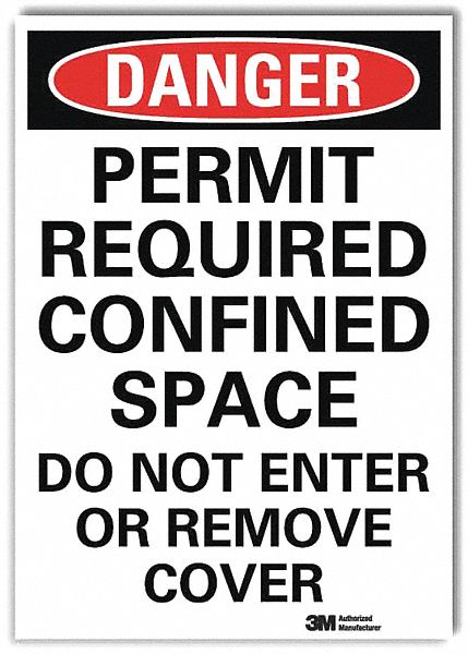 Danger Sign: Reflective Sheeting, Adhesive Sign Mounting, 7 in x 5 in Nominal Sign Size