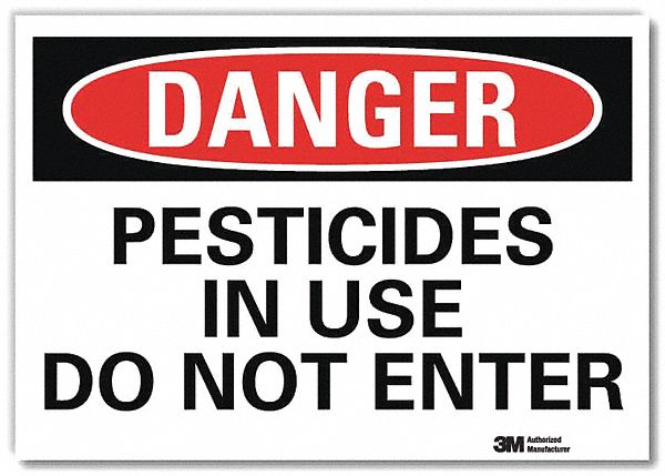 Danger Sign: Reflective Sheeting, Adhesive Sign Mounting, 7 in x 10 in Nominal Sign Size