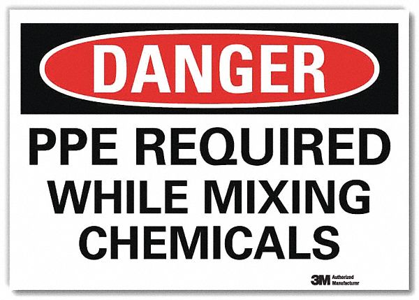 Danger Sign: Reflective Sheeting, Adhesive Sign Mounting, 7 in x 10 in Nominal Sign Size