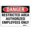 Danger: Restricted Area Authorized Employees Only Signs