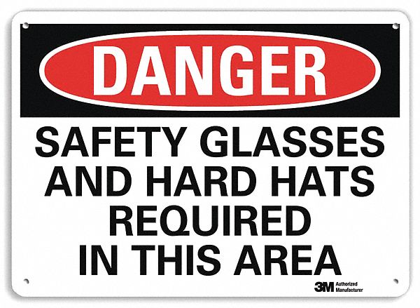 Danger Sign: Plastic, Mounting Holes Sign Mounting, 7 in x 10 in Nominal Sign Size, 0.055 in Thick