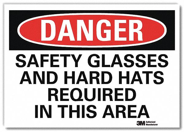 Danger Sign: Reflective Sheeting, Adhesive Sign Mounting, 7 in x 10 in Nominal Sign Size, Danger