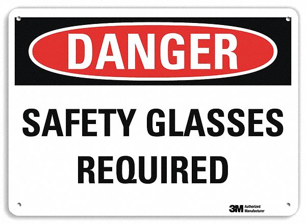 Danger Sign: Plastic, Mounting Holes Sign Mounting, 7 in x 10 in Nominal Sign Size, 0.055 in Thick