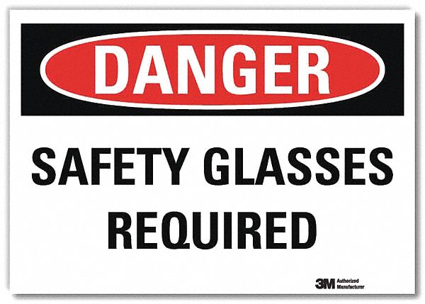 Danger Sign: Reflective Sheeting, Adhesive Sign Mounting, 7 in x 10 in Nominal Sign Size, Danger
