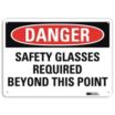 Danger: Safety Glasses Required Beyond This Point Signs