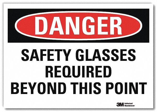 Danger Sign: Reflective Sheeting, Adhesive Sign Mounting, 7 in x 10 in Nominal Sign Size, Danger
