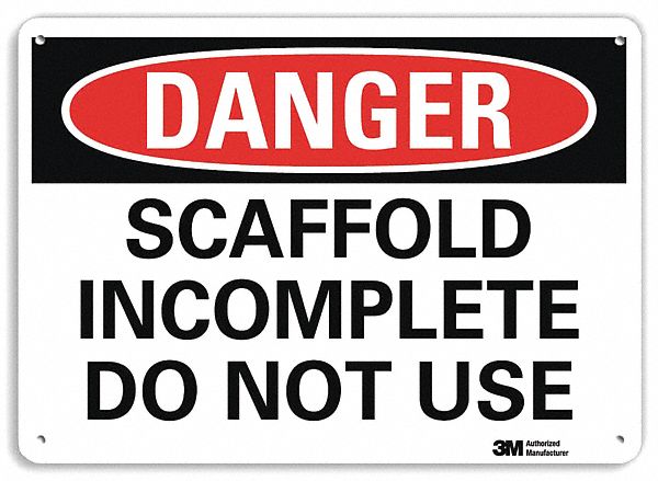 Danger Sign: Plastic, Mounting Holes Sign Mounting, 7 in x 10 in Nominal Sign Size, 0.055 in Thick