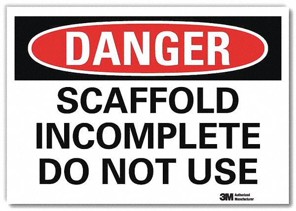Danger Sign: Reflective Sheeting, Adhesive Sign Mounting, 7 in x 10 in Nominal Sign Size, Danger