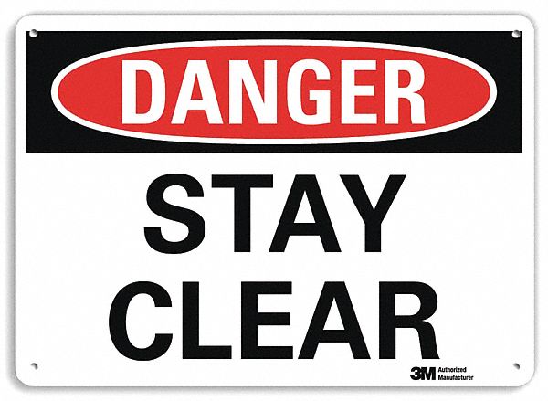 Danger Sign: Plastic, Mounting Holes Sign Mounting, 7 in x 10 in Nominal Sign Size, 0.055 in Thick