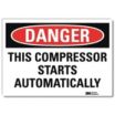 Danger: This Compressor Starts Automatically Signs