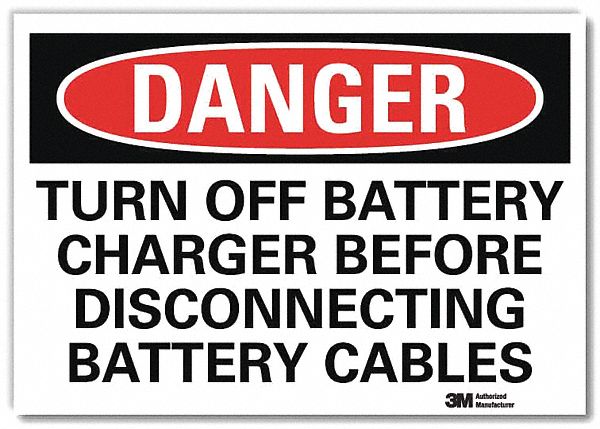 Danger Sign: Reflective Sheeting, Adhesive Sign Mounting, 7 in x 10 in Nominal Sign Size