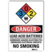 Danger: Lead Acid Batteries Corrosive Liquids (Electrolyte) Energized Electrical Circuits No Smoking Signs