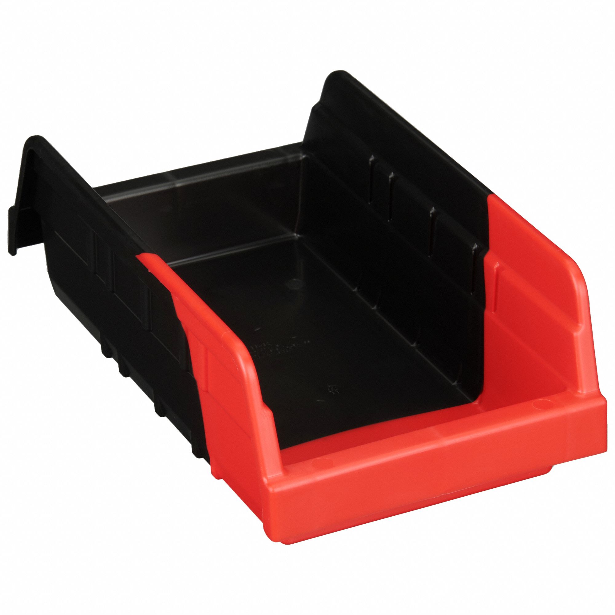 Shelf Bin: 11 5/8 in Overall Lg, 6 5/8 in x 4 in, Black/Red, Nesting Capable
