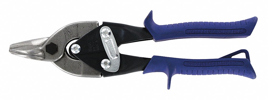 AVIATION SNIP, STRAIGHT, 9 IN OVERALL L, 1 IN CUTTING L, STEEL, PLASTIC, STEEL