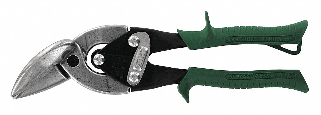 AVIATION SNIP, RIGHT/STRAIGHT, 9 3/4 IN OVERALL L, 1 1/4 IN CUTTING L, STEEL, STEEL
