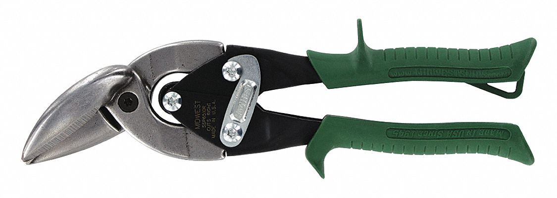 AVIATION SNIP, RIGH, 9 3/4 IN OVERALL L, 1 1/4 IN CUTTING L, STAINLESS STEEL, STEEL