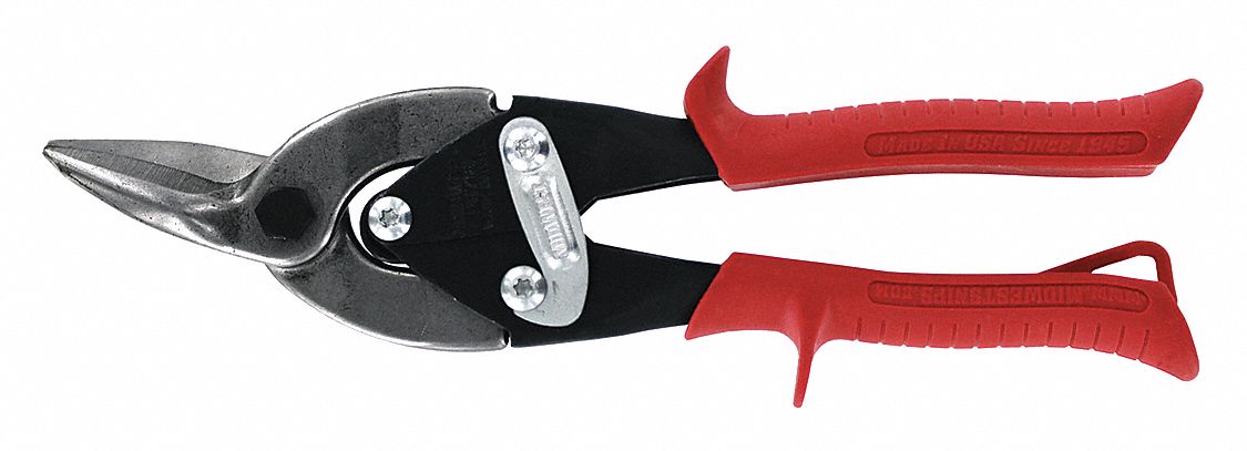 AVIATION SNIP, LEFT/STRAIGHT, 9 3/4 IN OVERALL L, 1 1/4 IN CUTTING L, STEEL, PLASTIC