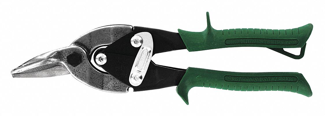 AVIATION SNIP, RIGHT/STRAIGHT, 9 3/4 IN OVERALL L, 1 1/4 IN CUTTING L, STEEL, STEEL