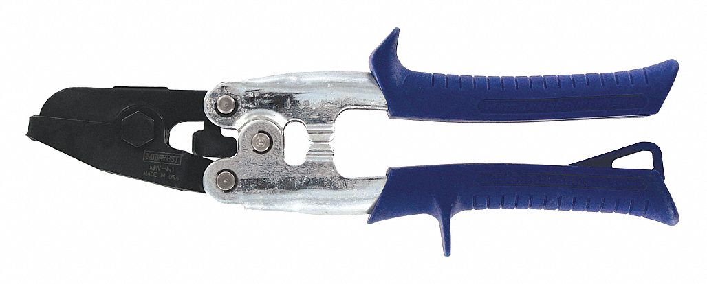 HAND NOTCHER, 10 IN OVERALL L, PLASTIC, METAL, 1 IN NOTCH D, 24 GA MAX SHEET THICK