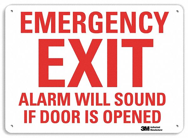 Emergency Sign: Plastic, Mounting Holes Sign Mounting, 7 in x 10 in Nominal Sign Size