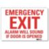 Emergency Exit Alarm Will Sound If Door Is Opened Signs