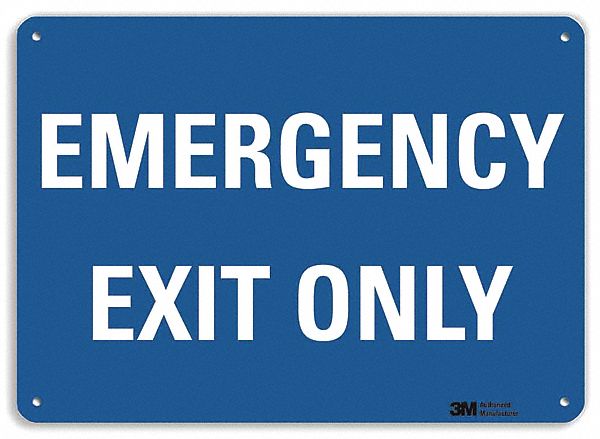 Emergency Sign: Plastic, Mounting Holes Sign Mounting, 7 in x 10 in Nominal Sign Size