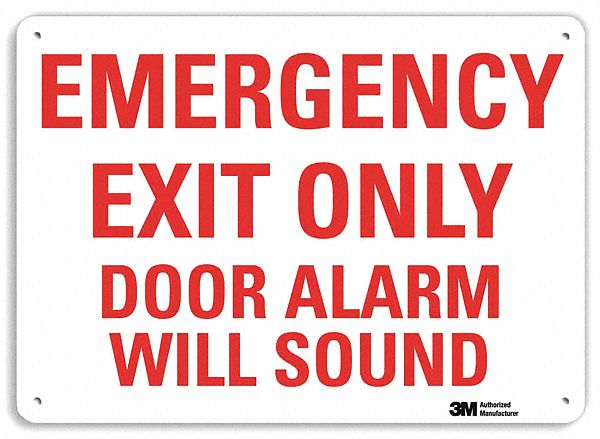 Emergency Sign: Plastic, Mounting Holes Sign Mounting, 7 in x 10 in Nominal Sign Size
