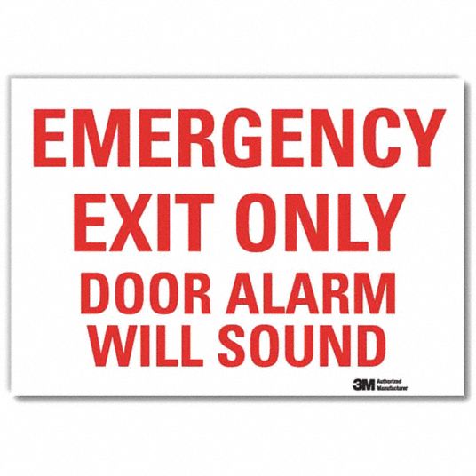 Lyle Emergency Exit Sign Emergency Exit Only Door Alarm Will Sound Sign Header No Header 34rj03 U7 1086 Rd 7x5 Grainger