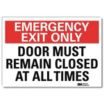 Emergency Exit Only: Door Must Remain Closed At All Times Signs