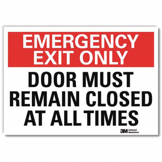 LYLE Emergency Exit Sign, Door Must Remain Closed At All Times, Sign ...