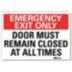 Emergency Exit Only: Door Must Remain Closed At All Times Signs