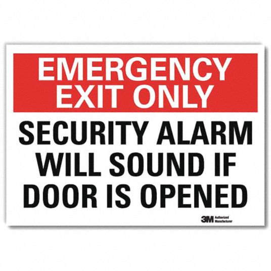 Lyle Emergency Exit Sign Security Alarm Will Sound If Door Is Opened Sign Header Emergency Exit Only 34rj17 U7 10 Rd 14x10 Grainger