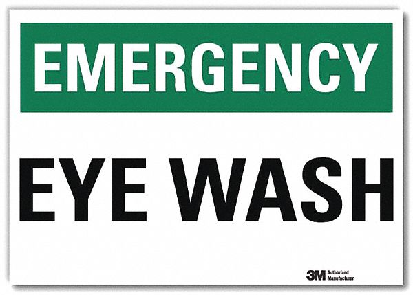 SAFETY DECAL, REFLECTIVE SHEETING, ADHESIVE MOUNT, 5 IN X 7 IN NOMINAL SIGN SIZE, EYE WASH