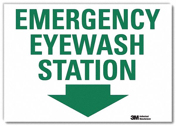 SAFETY DECAL, REFLECTIVE SHEETING, ADHESIVE MOUNT, 7 IN X 10 IN NOMINAL SIGN SIZE, EMERGENCY EYEWASH STATION