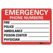 Emergency: Emergency Phone Numbers Fire ___Police ___ Signs