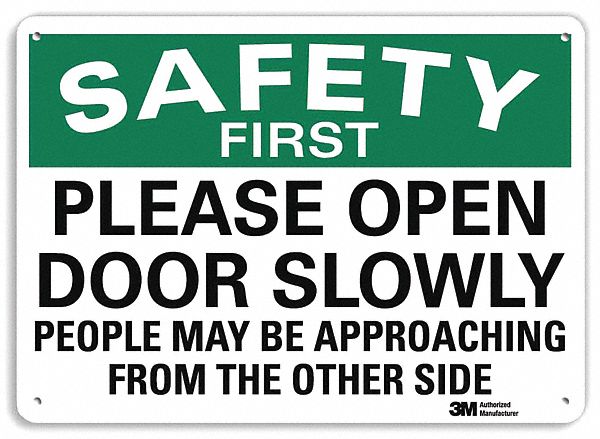 Recycled Aluminum Safety First Sign 10 Width 7 Height White With Mounting Holes