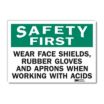 Safety First: Wear Face Shields, Rubber Gloves And Aprons When Working With Acids Signs