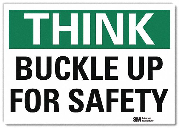 Reflective  Seat Belts Label: Aluminum, 10 in x 14 in Nominal Sign Size, Engineer Grade