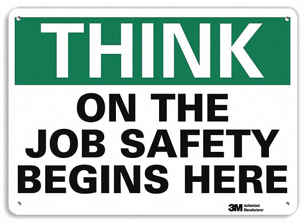 Think Sign: Aluminum, Mounting Holes Sign Mounting, 7 in x 10 in Nominal Sign Size, 0.04 in Thick