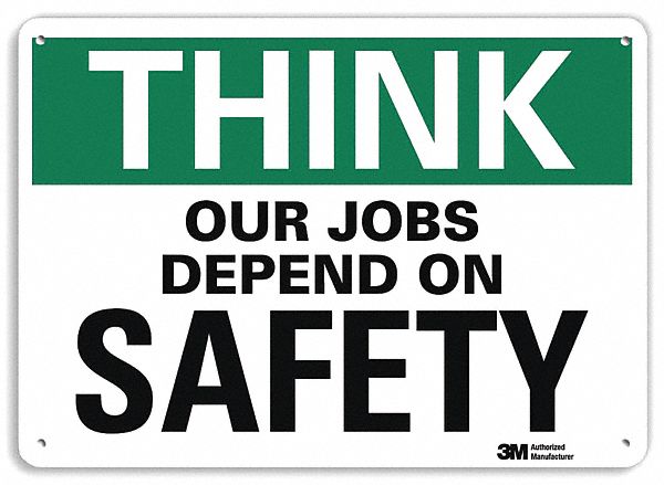 Think Sign: Aluminum, Mounting Holes Sign Mounting, 7 in x 10 in Nominal Sign Size, 0.04 in Thick