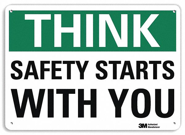 Think Sign: Aluminum, Mounting Holes Sign Mounting, 7 in x 10 in Nominal Sign Size, 0.04 in Thick