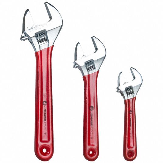 JONARD TOOLS, Alloy Steel, Chrome, Adjustable Wrench Set - 34RR10|AW ...