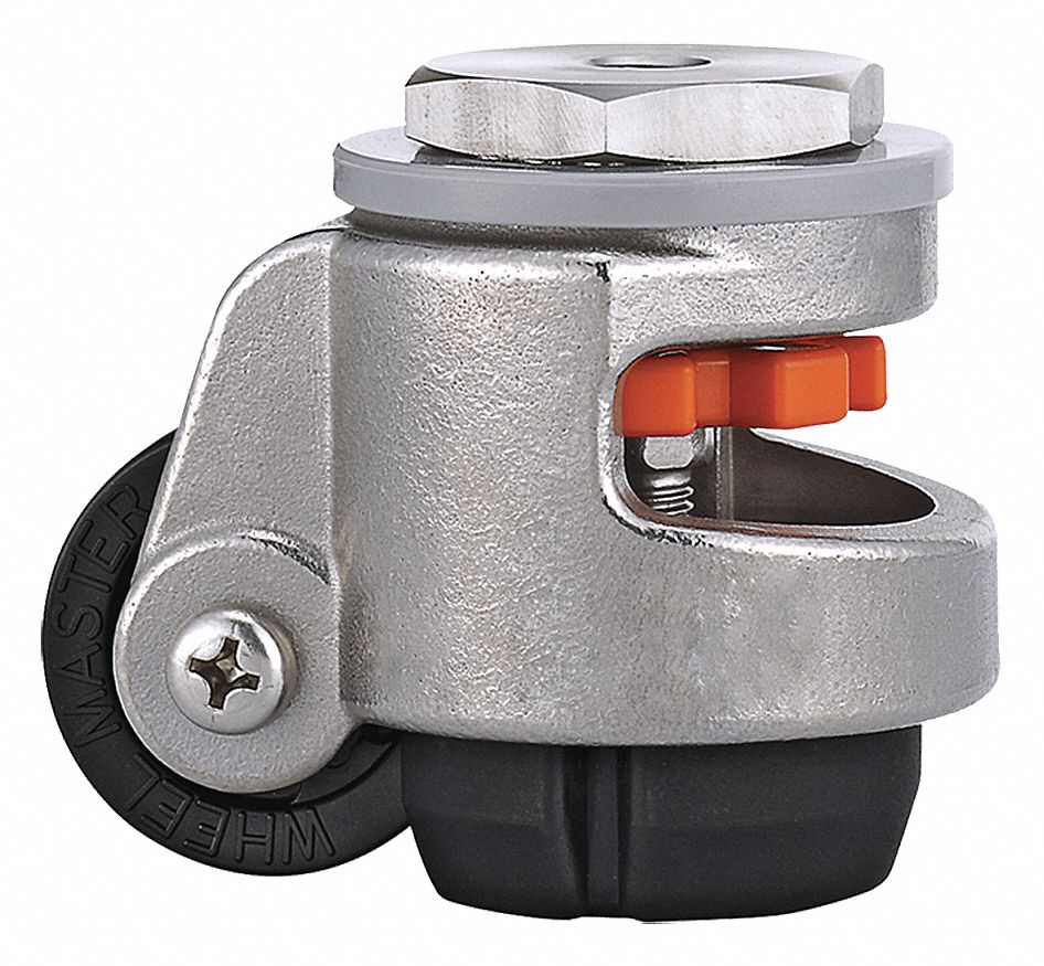 Stem Caster: 2 in Wheel Dia., 1 in Wheel Wd, Nylon, 550 lb Load Capacity, Plain
