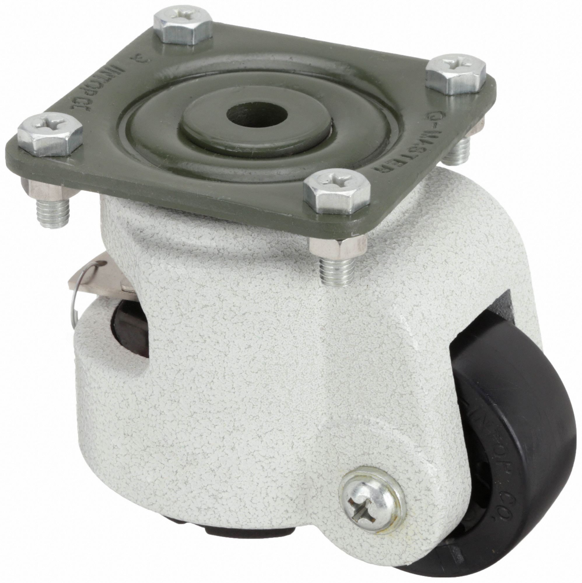 Plate Caster: Nylon Tread, 2 1/2 in Wheel Dia, 4 3/32 in Mounting Ht, Swivel, 550 lb Load Capacity