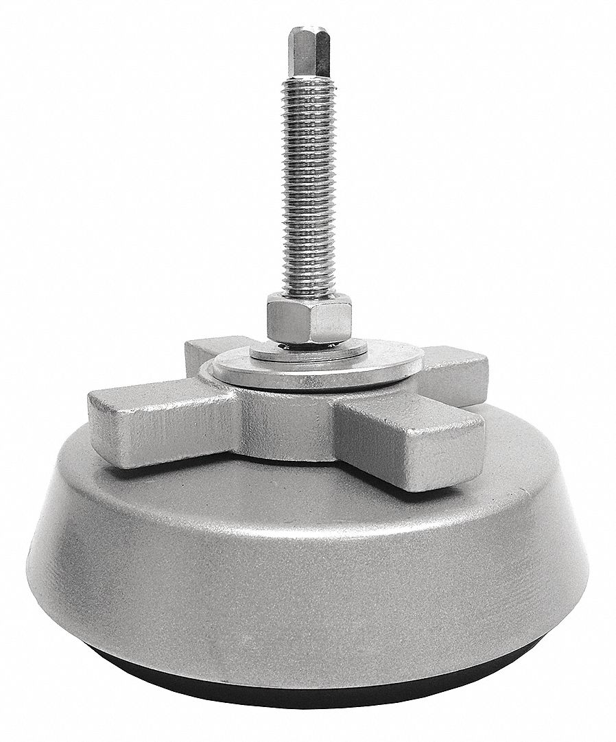 Leveling Mount: Anti-Vibration, 8 21/32 in Base Dia., 6.75 in Ht, 8900 lb, M20 Thread Size