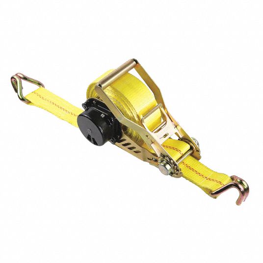 Tie Down Strap: 27 ft Cargo Tie Down Lg, 2 in Cargo Tie Down Wd, 3,300 lb  Working Load Limit, J-Hook