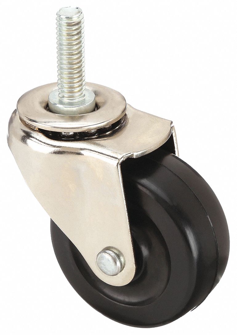THREADED STEM CASTER, 2 IN WHEEL DIAMETER, 75 LB, 2½ IN MOUNTING H, SWIVEL CASTER