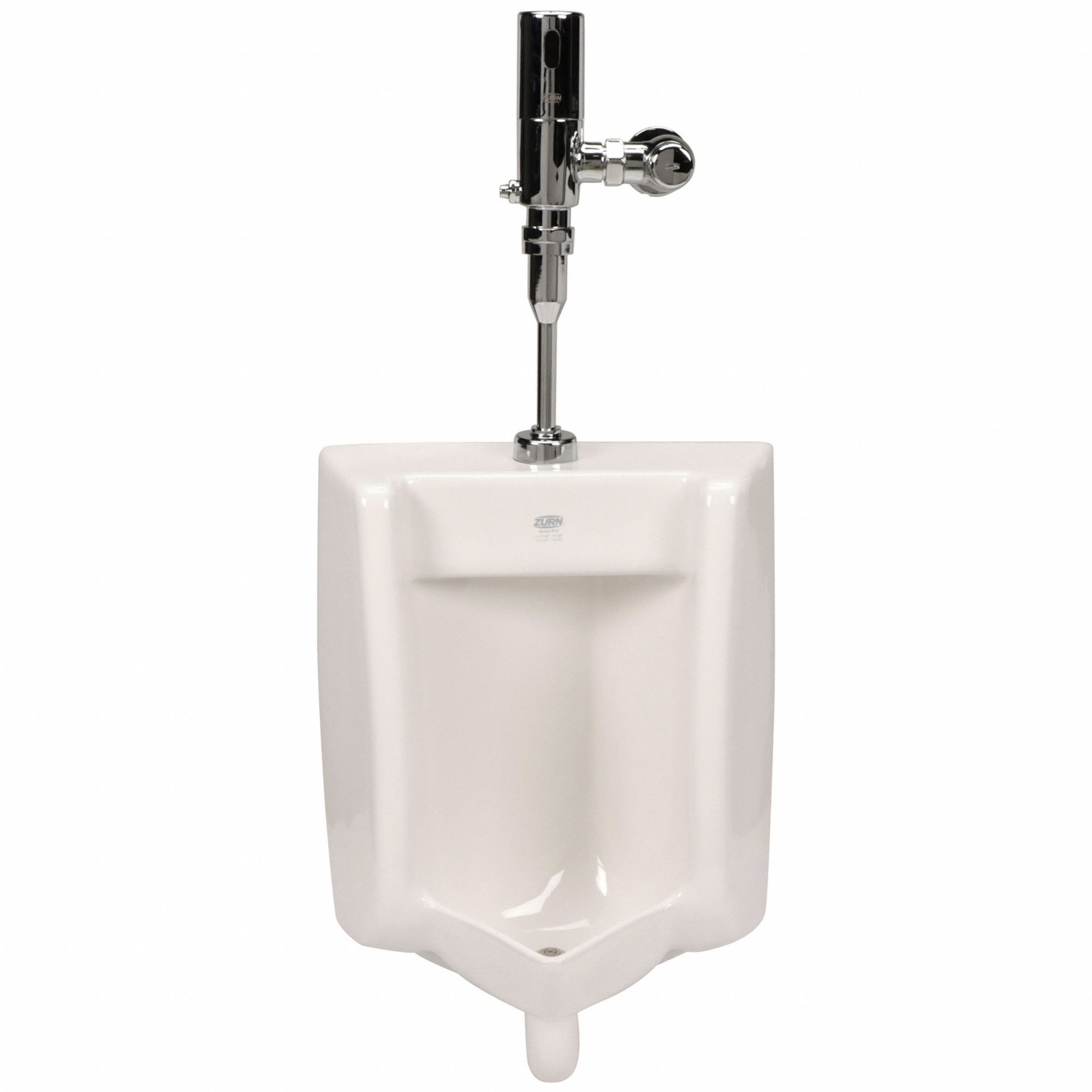 ZURN Vitreous China, White, Siphon Jet Urinal & Automatic Flush Valve ...